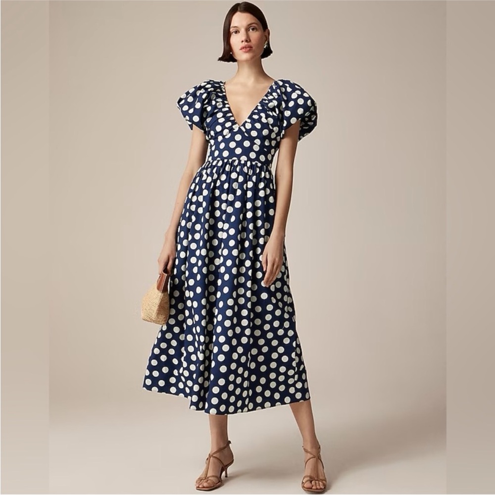J. Crew Navy and White Polka Dot Dress - Picture 7 of 9